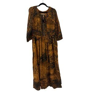 New Soft Surroundings Venetian Dress fall Maxi Dress Smocked‎ Waist Size 6 Boho